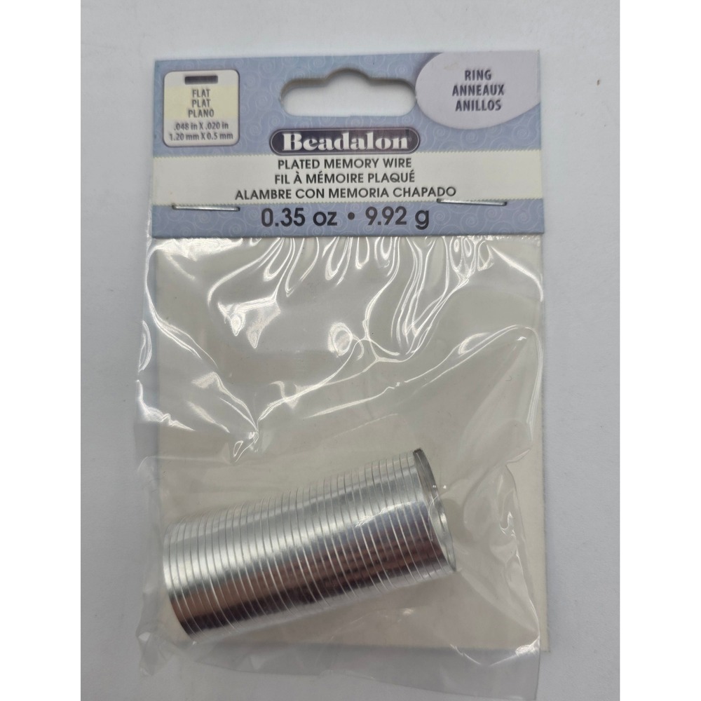 Beadalon Silver Plated Flat Memory Wire Ring Size 0.35oz 347B-020 Jewelry Making